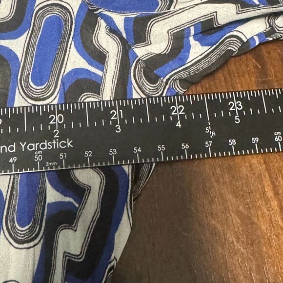 Worthington Blouse Womens XL Blue White Black Accordion Button Front Long Sleeve - Picture 12 of 14